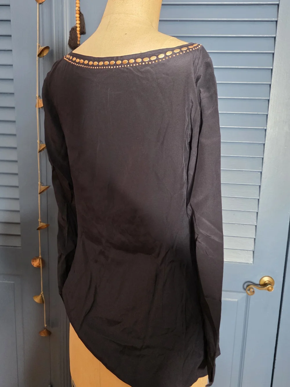NWOT Tory Burch Navy Silk Studded Tunic Top Blouse Size 4 - Pristine!